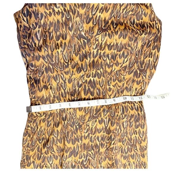 Brown Michael Kors Collection Feather Print Midi Dress Women’s Size 2 Made Italy - Picture 9 of 12